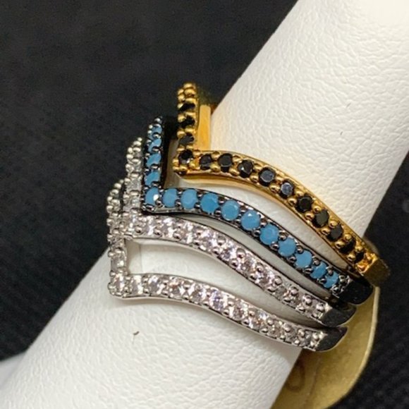 RS Covenant #6088 Rhodium Plated Sparkling Multi Color Cubic Zirconia Ring - Picture 4 of 8